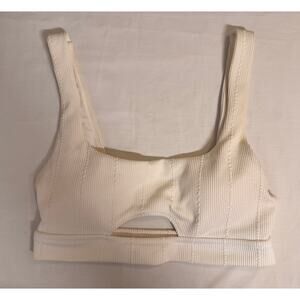 Aerie White Crinkle Ribbed Bikini Scoop Top Medium
